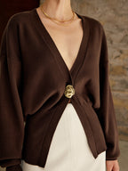 Marivelle | Cardigan elegante da donna con scollo a V e bottone dorato