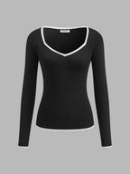 Melvra | Maglione Invernale Donna a Costine con Contrasto