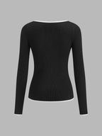 Melvra | Maglione Invernale Donna a Costine con Contrasto