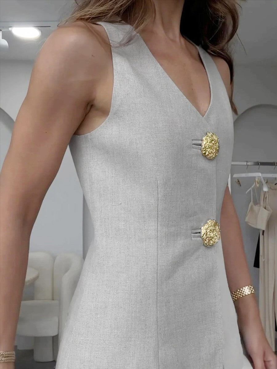 Veloura | Completo estivo elegante da donna con gilet e pantaloni con bottoni