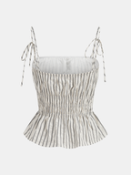 Francine | Completo da Donna a Righe con Top Peplum e Pantaloni Larghi