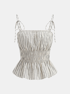 Francine | Completo da Donna a Righe con Top Peplum e Pantaloni Larghi