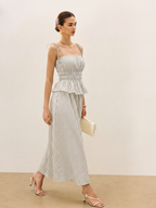 Francine | Completo da Donna a Righe con Top Peplum e Pantaloni Larghi