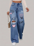 Denivra | Jeans da donna strappati con ricamo, modello ampio