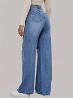 Denivra | Jeans da donna strappati con ricamo, modello ampio