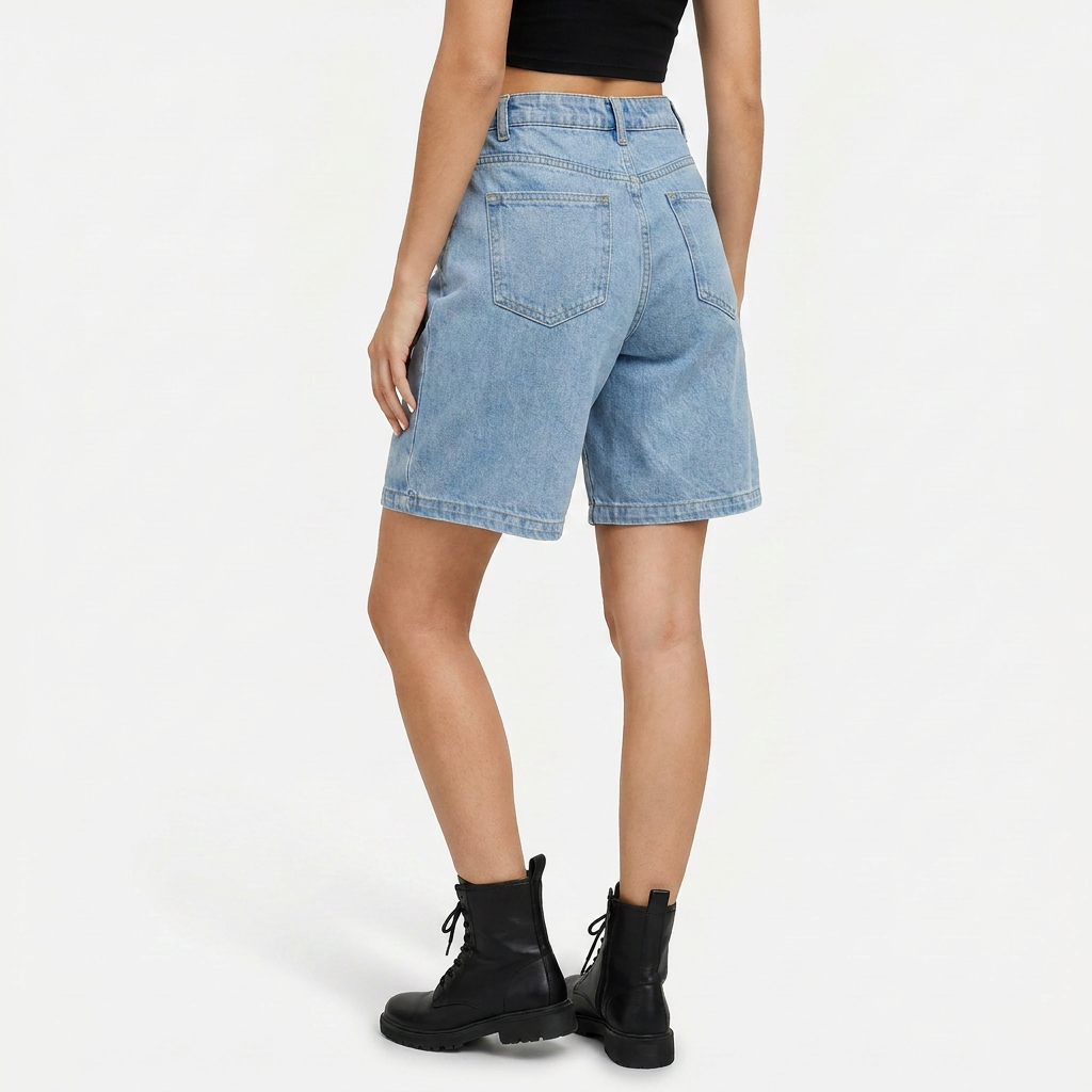 Mila | Women's Denim Bermuda Shorts with Adjustable Waist