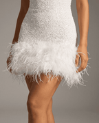 Gracieuse | Elegant Mini Dress with Sequin Effect and Feathers