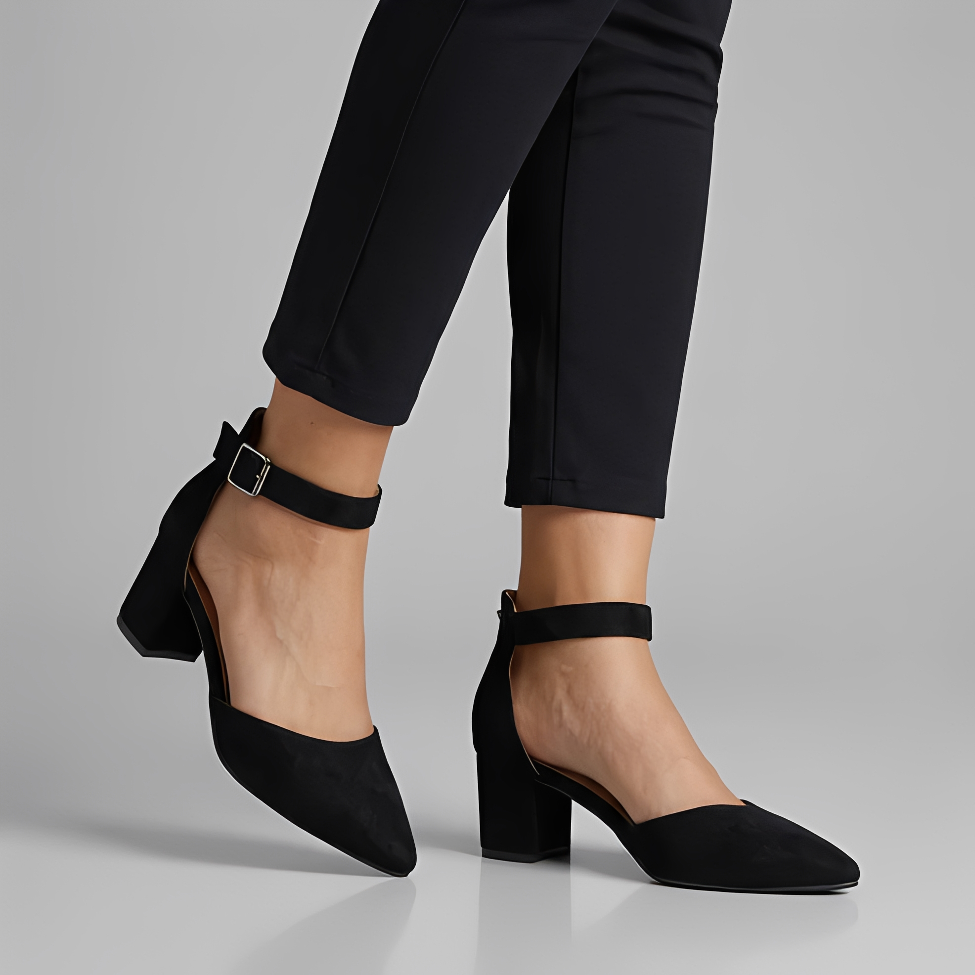 Arvella | Women's Elegant Block Heel Pumps with Ankle Strap