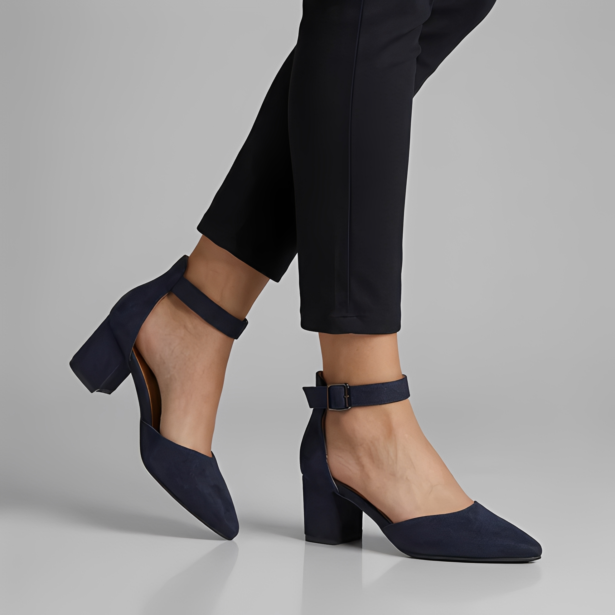 Arvella | Women's Elegant Block Heel Pumps with Ankle Strap