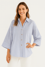 Liravelle | Camicia Donna a Righe Larga con Colletto