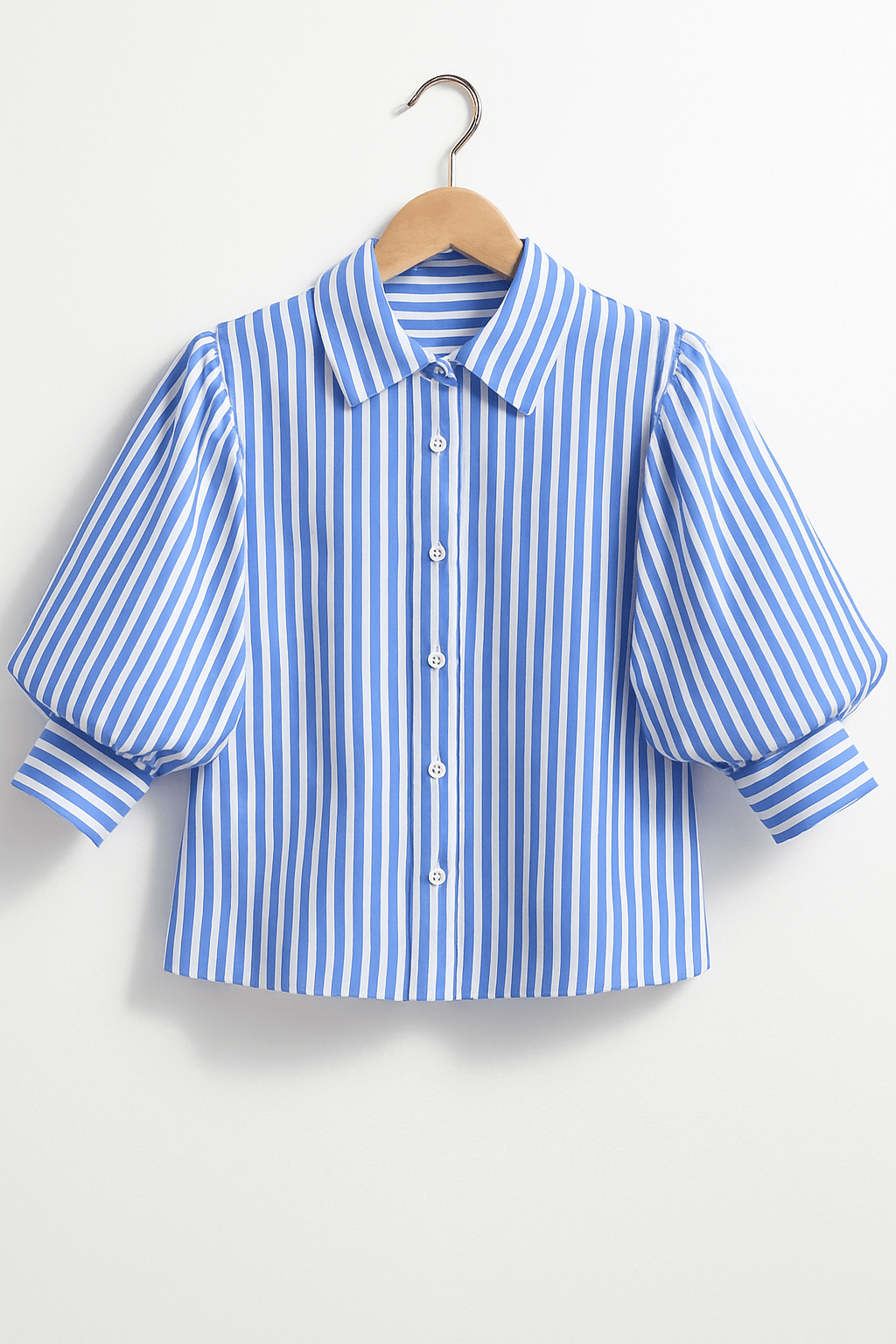 Strivelle | Camicia da donna a righe con maniche a sbuffo e colletto