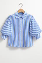 Strivelle | Camicia da donna a righe con maniche a sbuffo e colletto