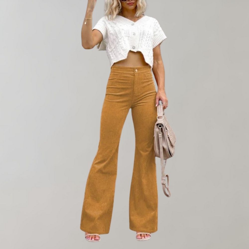 Clothing | Women's Corduroy Flared High-Waisted Pants