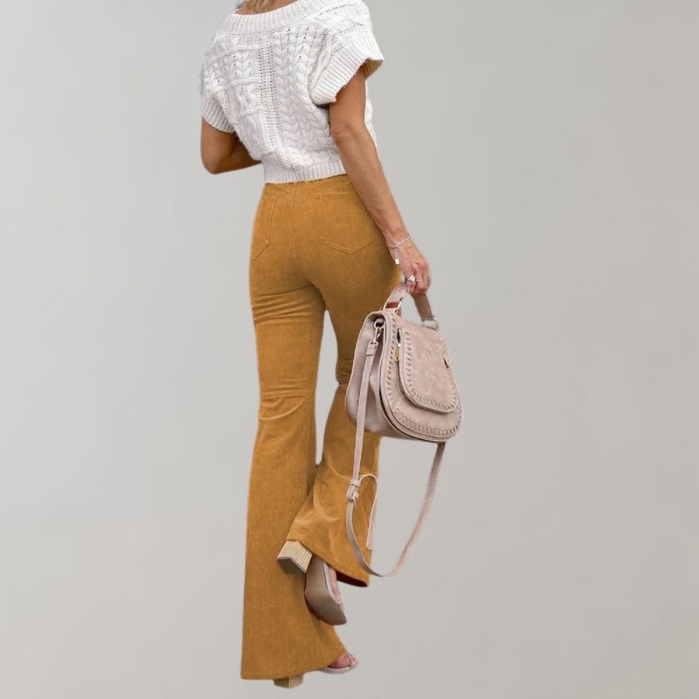 Abbigliamento | Pantaloni Donna in Velluto a Coste Svasati a Vita Alta