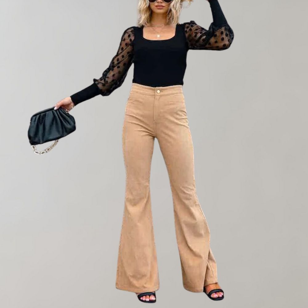 Abbigliamento | Pantaloni Donna in Velluto a Coste Svasati a Vita Alta