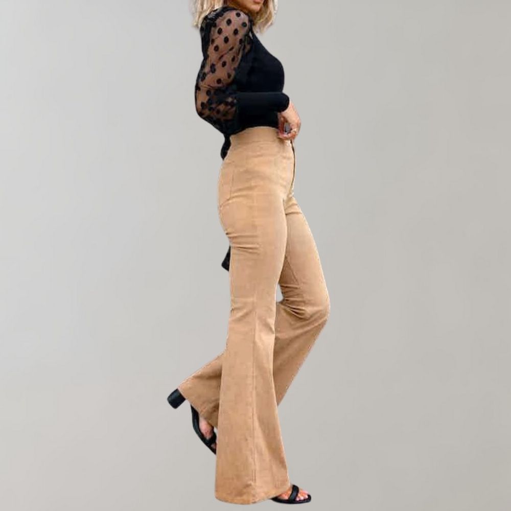 Abbigliamento | Pantaloni Donna in Velluto a Coste Svasati a Vita Alta