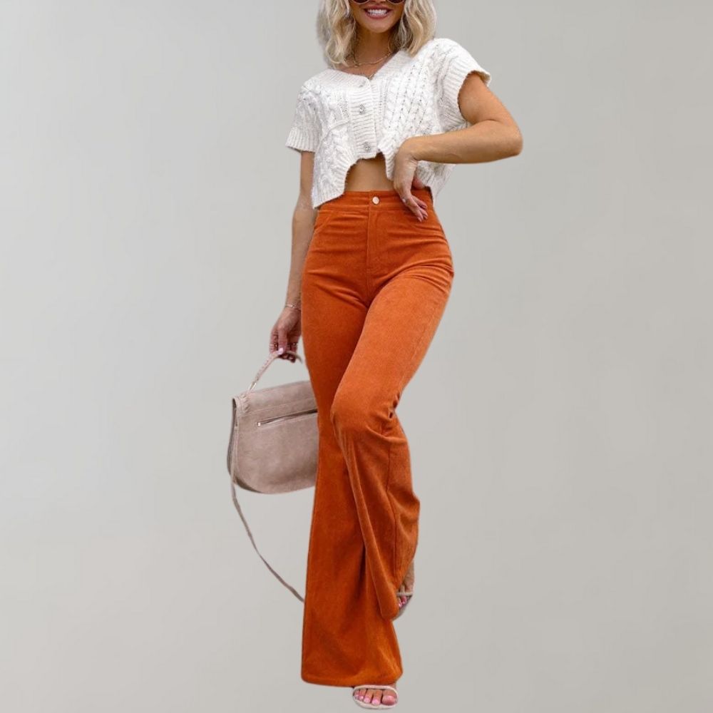 Clothing | Women's Corduroy Flared High-Waisted Pants