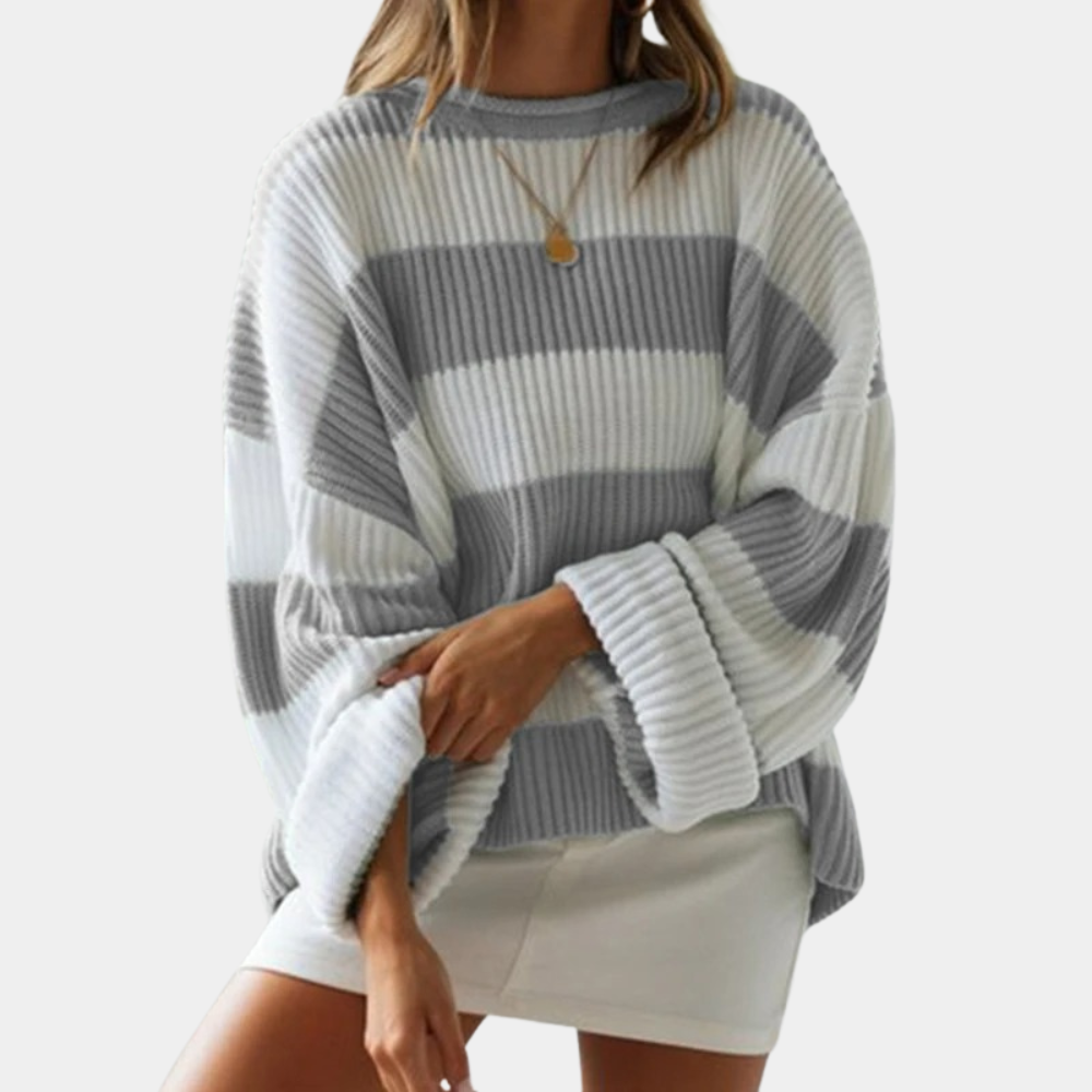 Strivelle | Women's Oversize Striped Knit Sweater Style