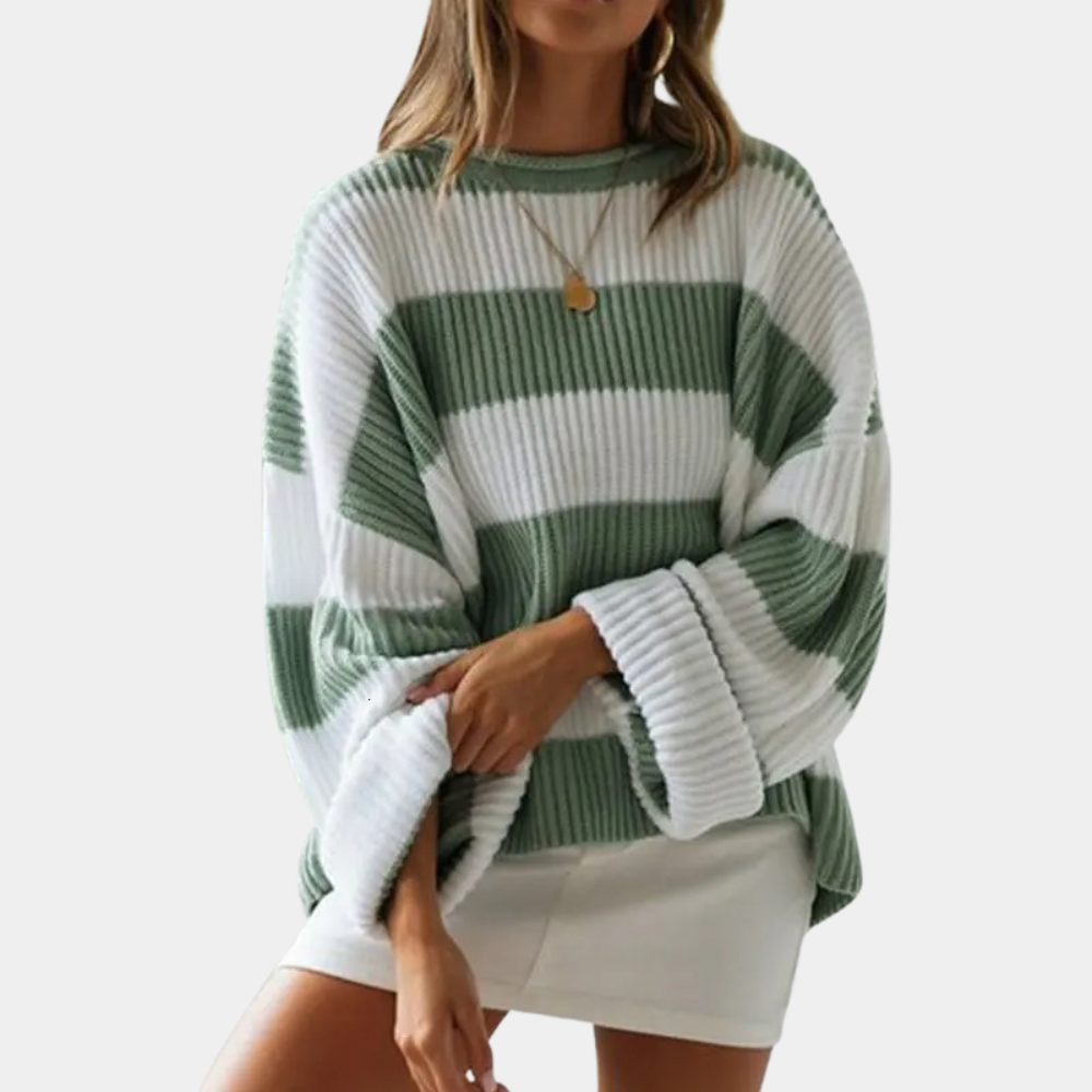 Strivelle | Women's Oversize Striped Knit Sweater Style