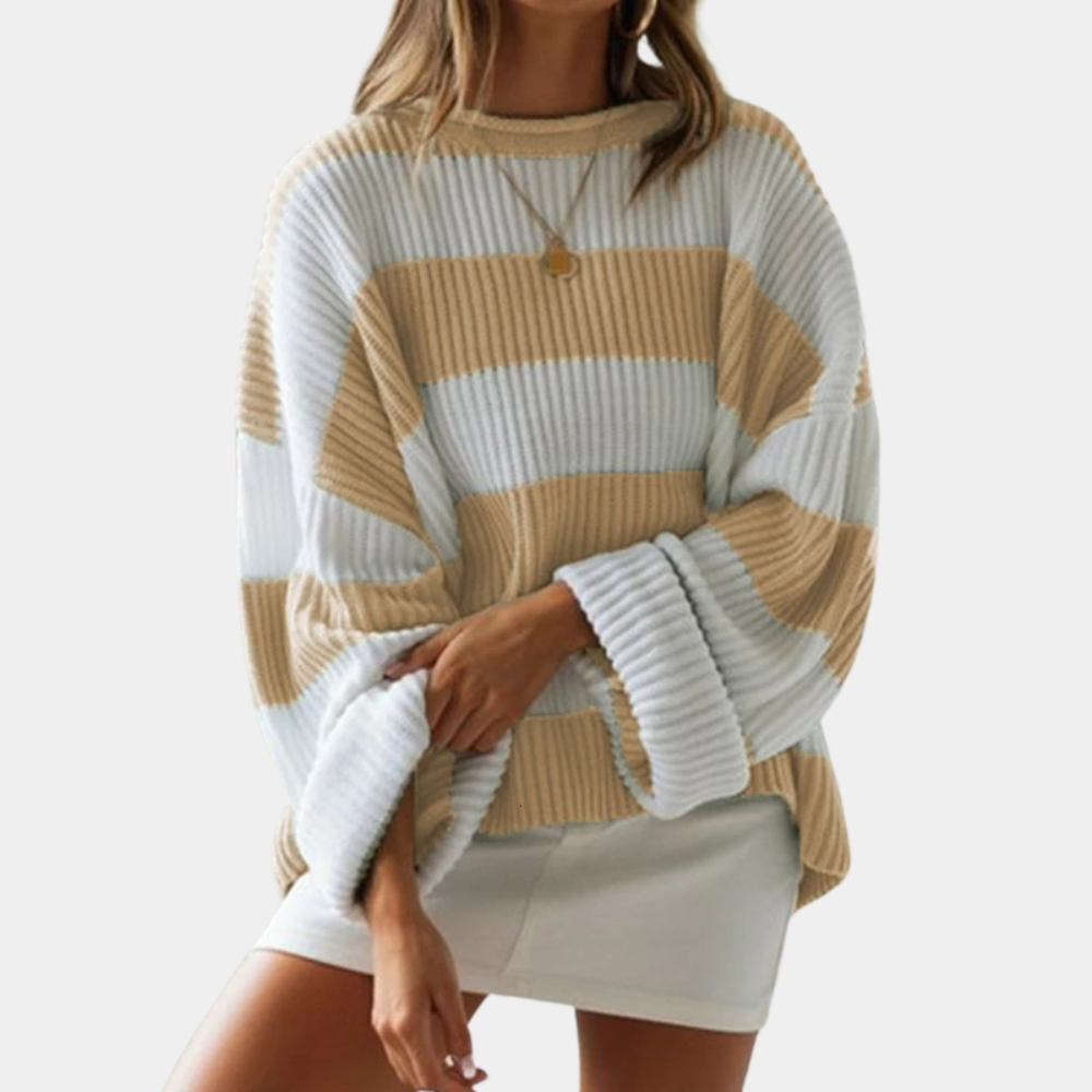 Strivelle | Women's Oversize Striped Knit Sweater Style