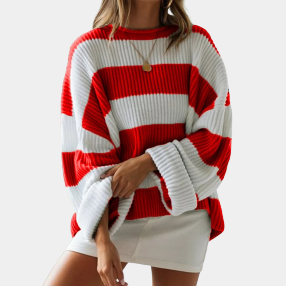 Strivelle | Women's Oversize Striped Knit Sweater Style