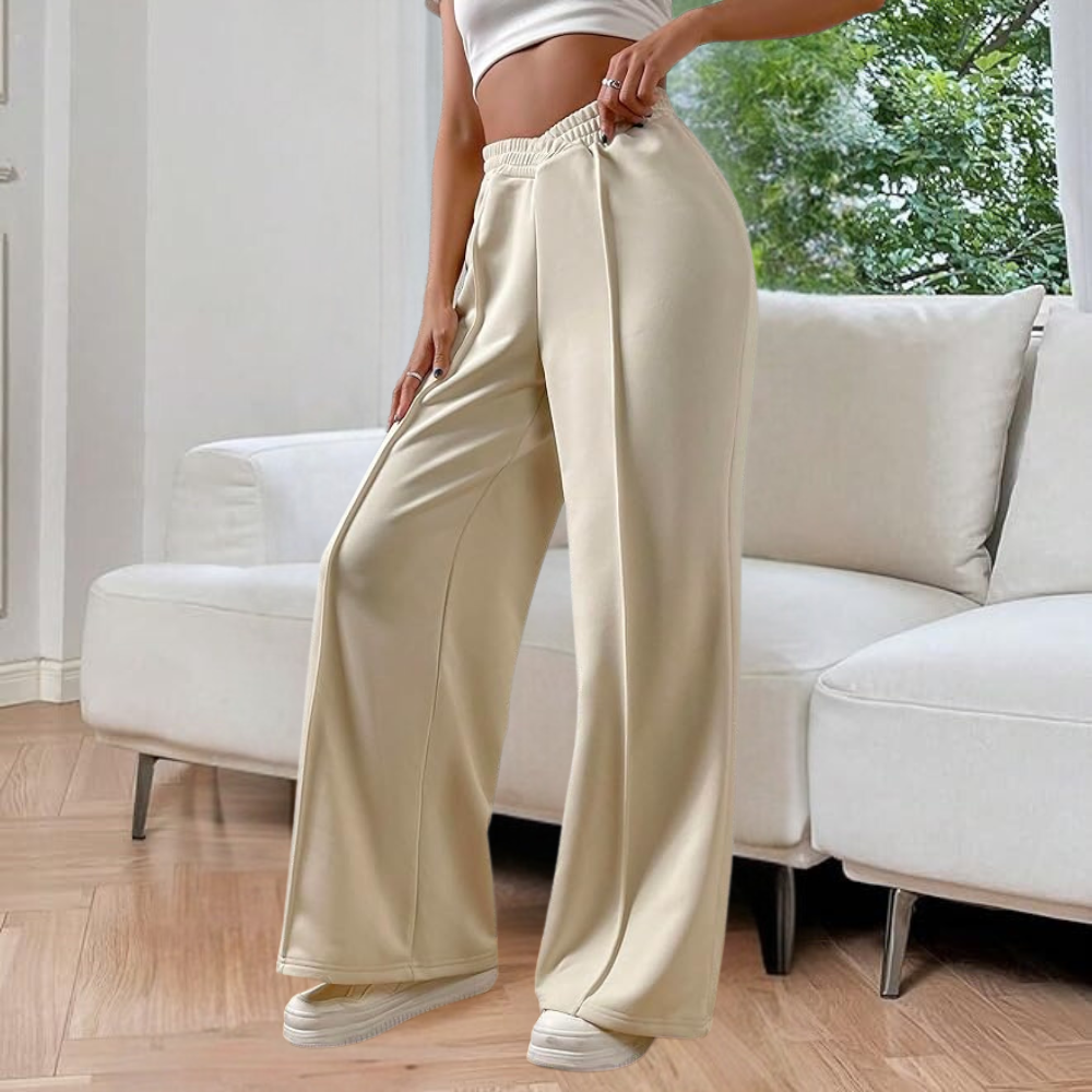 Velmira | Women's Wide Pants with Pleats and V Waist Casual