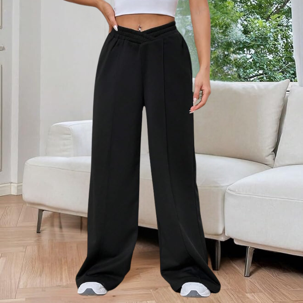 Velmira | Women's Wide Pants with Pleats and V Waist Casual