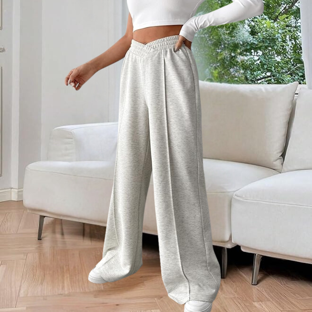 Velmira | Women's Wide Pants with Pleats and V Waist Casual