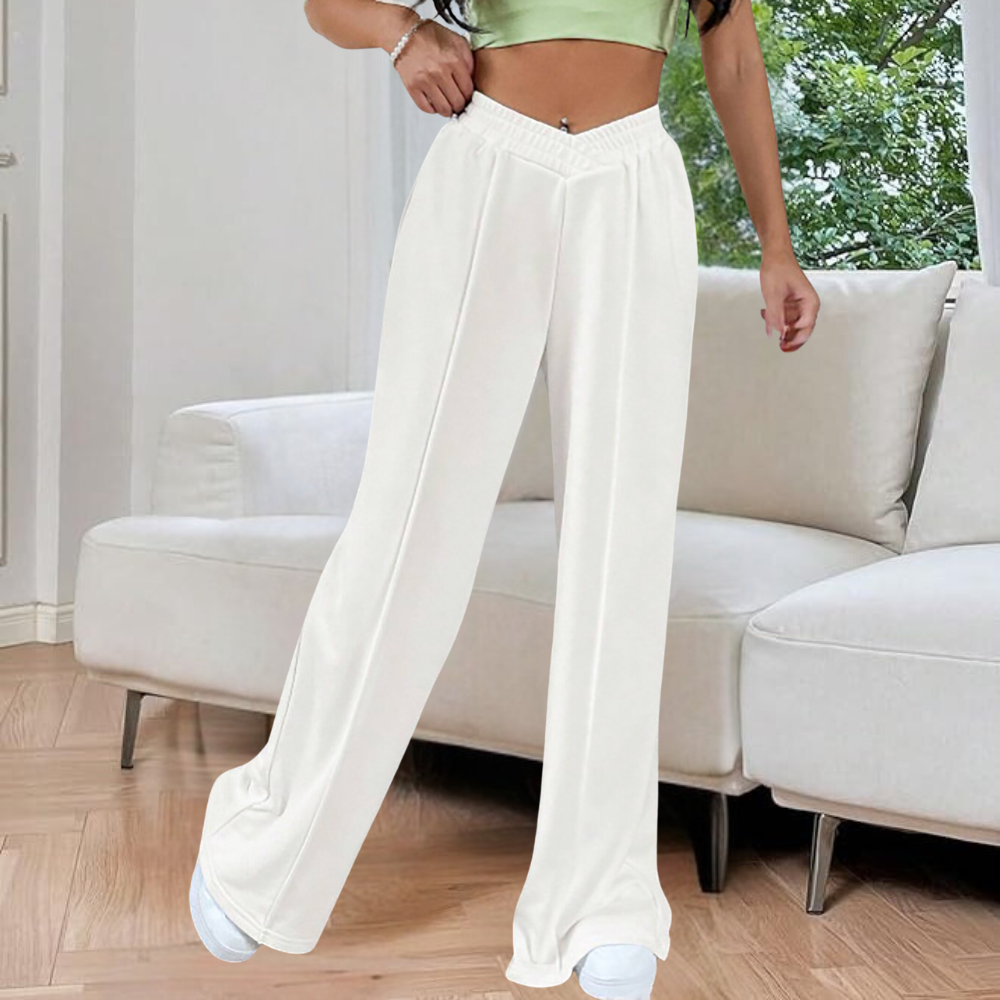 Velmira | Women's Wide Pants with Pleats and V Waist Casual