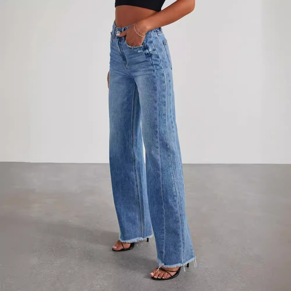 Chunim | Jeans Donna a Gamba Larga Vita Alta