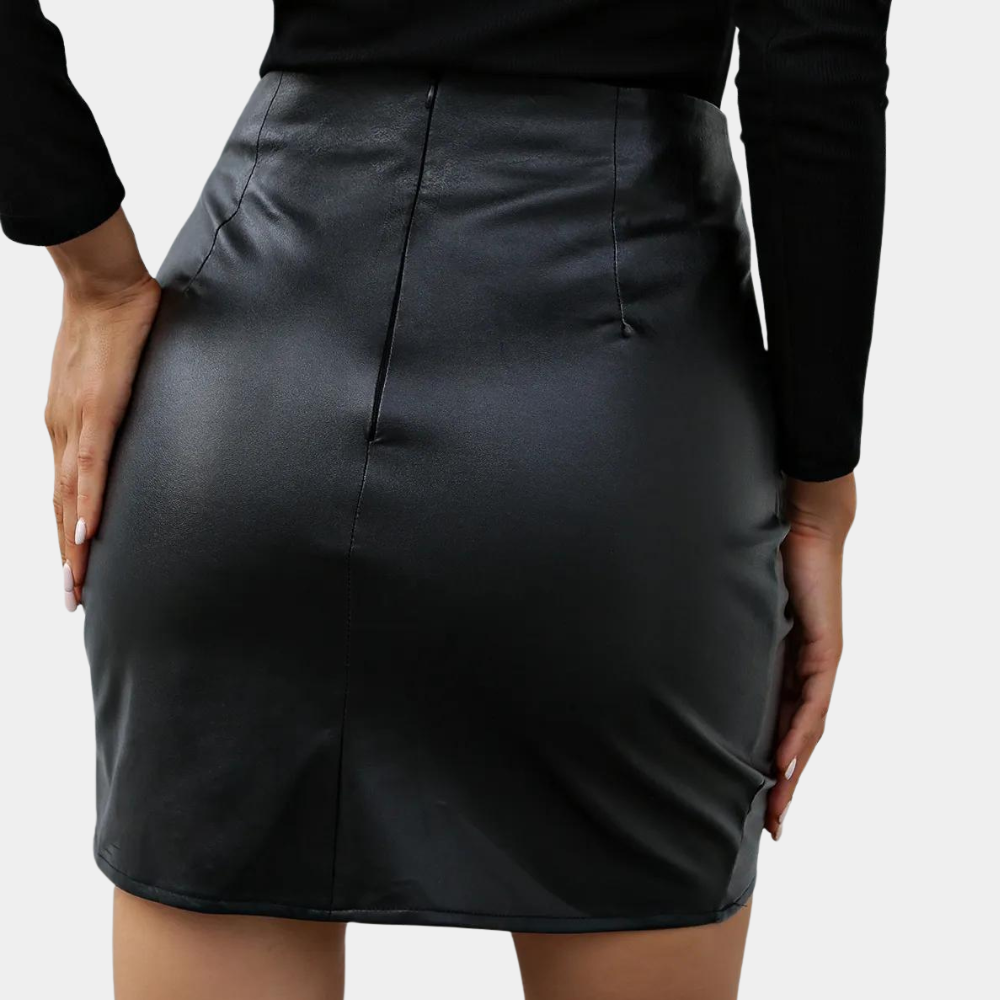 Waleria | Gonna Mini Donna in Ecopelle Arricciata per la Sera