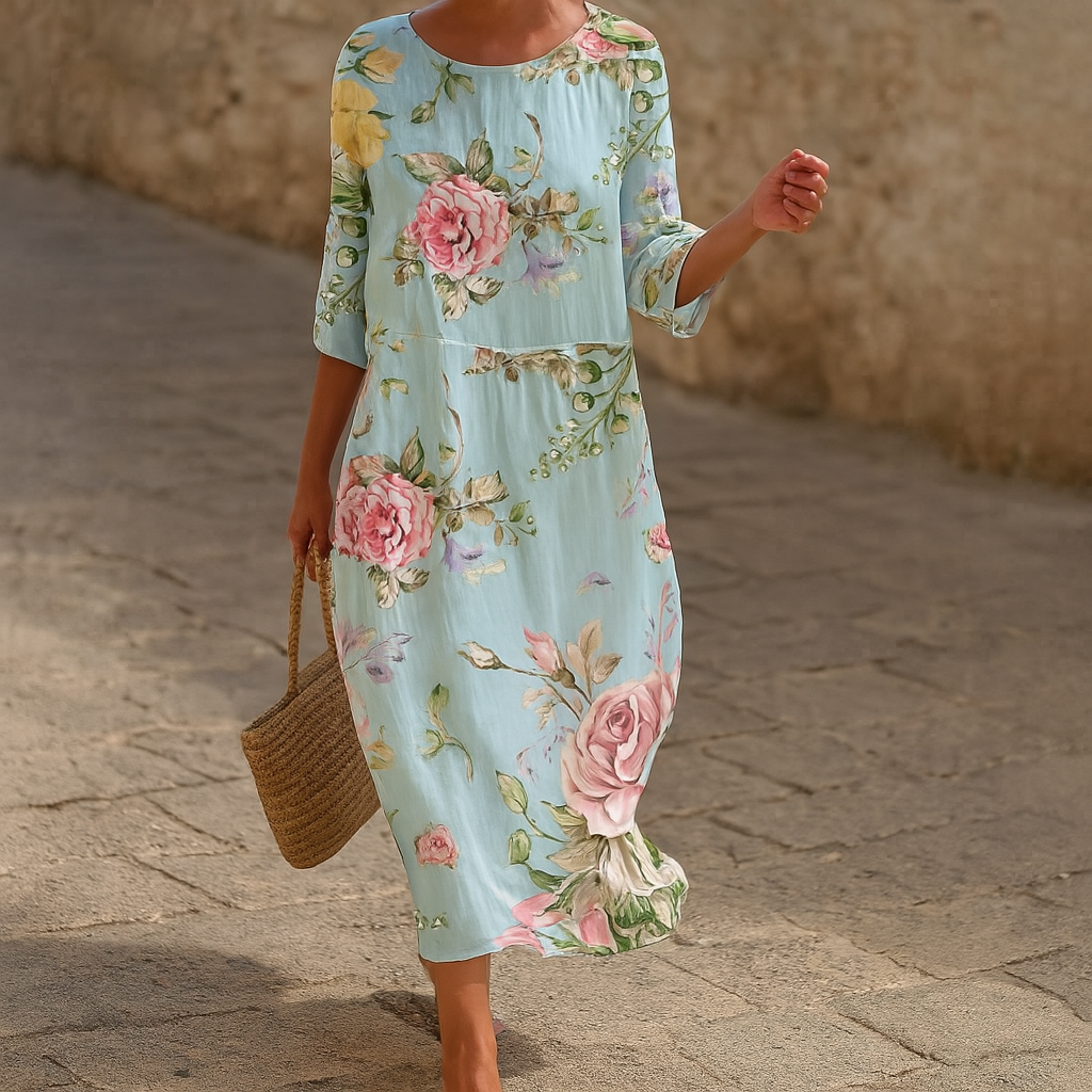 Rosalina | Damska Elegancka Letnia Sukienka Maxi W Kwiaty