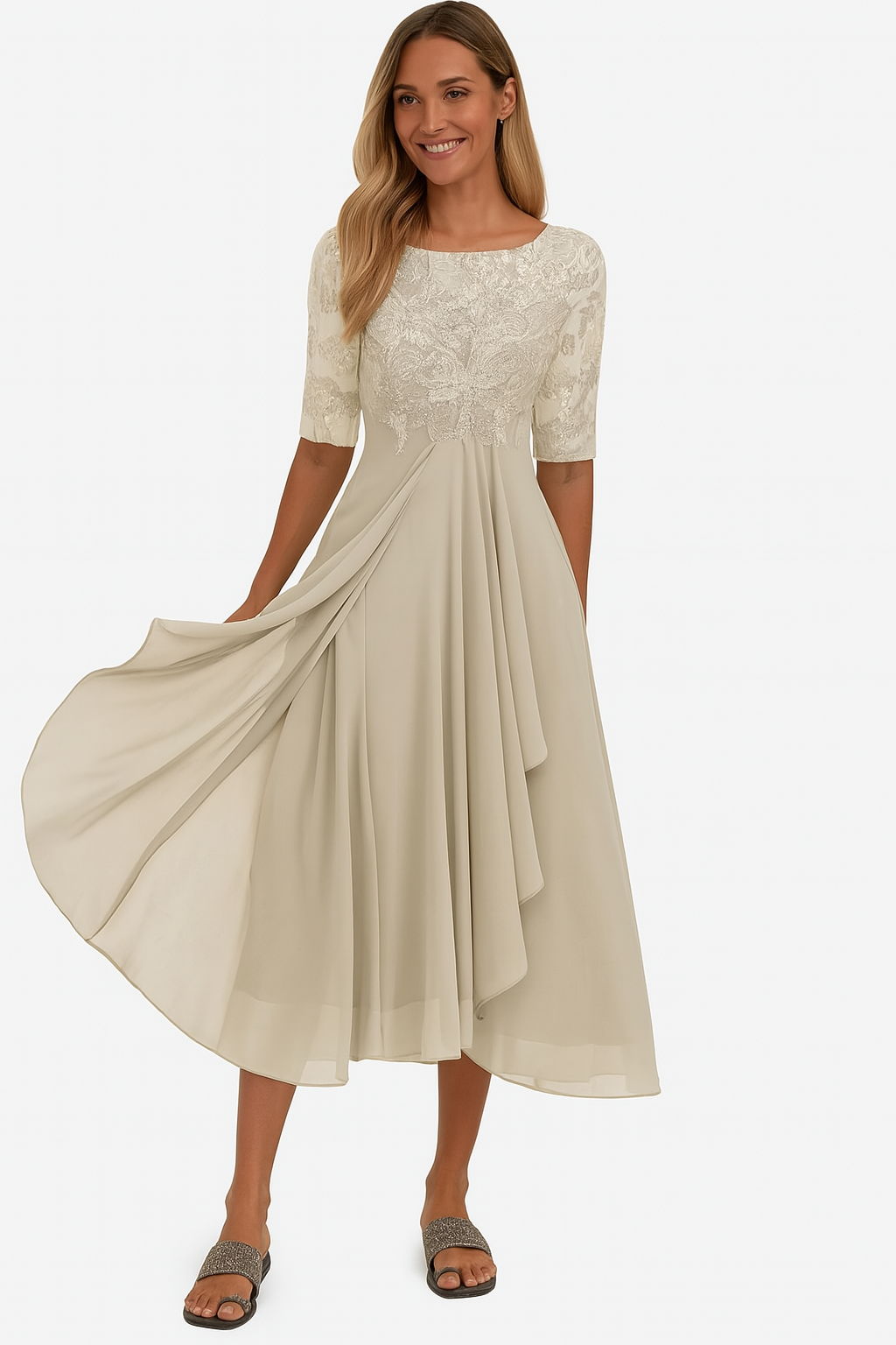 Aurélie | Elegancka Koronkowa Sukienka Midi