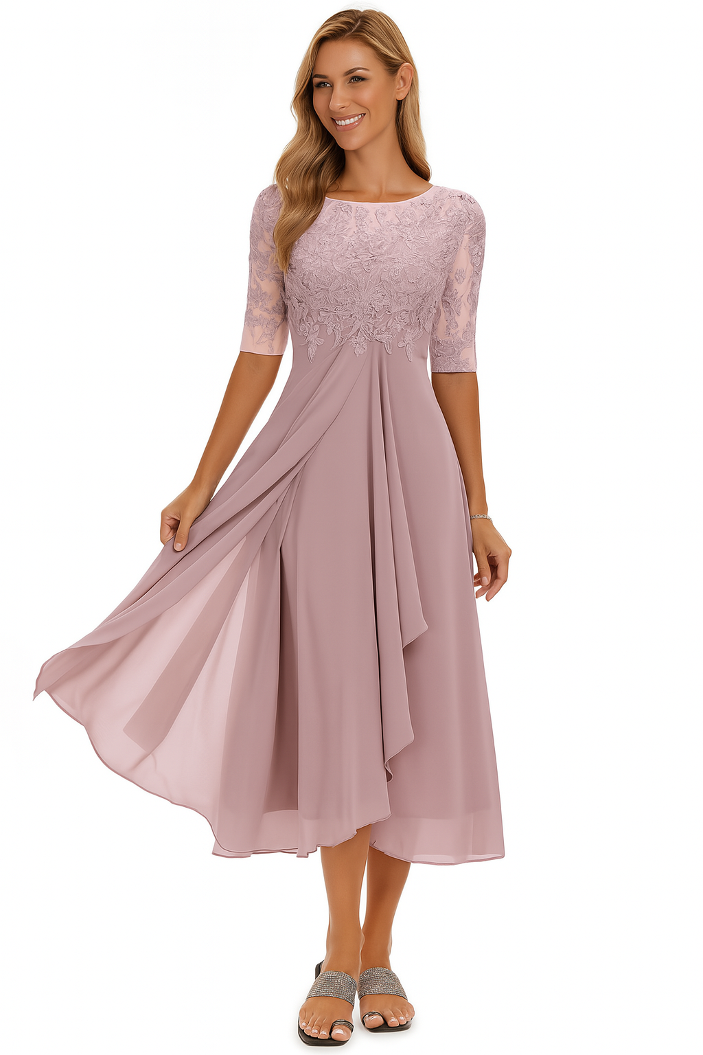 Aurélie | Elegancka Koronkowa Sukienka Midi