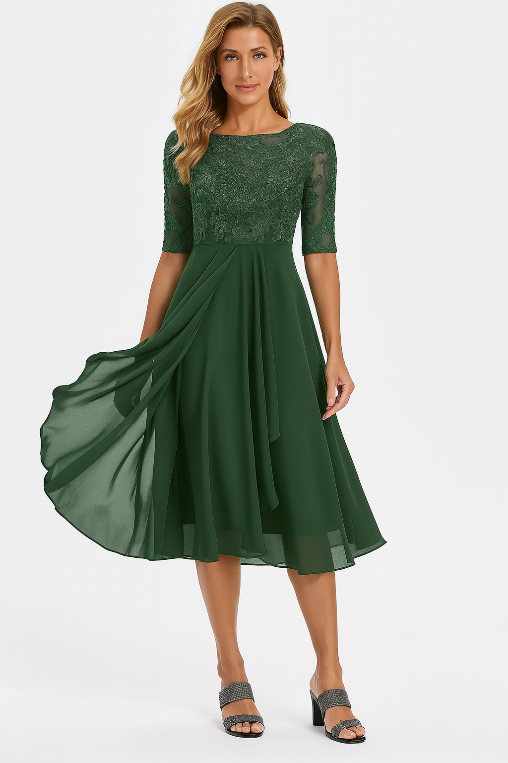 Aurélie | Elegancka Koronkowa Sukienka Midi