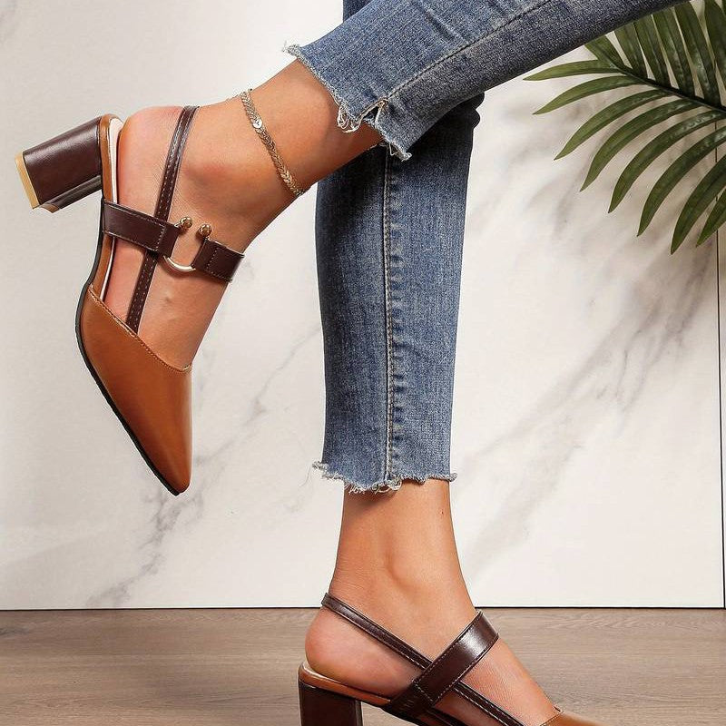 Marcjanna | Sandali slingback da donna con tacco a blocco