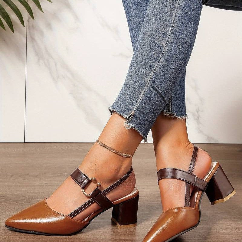 Marcjanna | Sandali slingback da donna con tacco a blocco