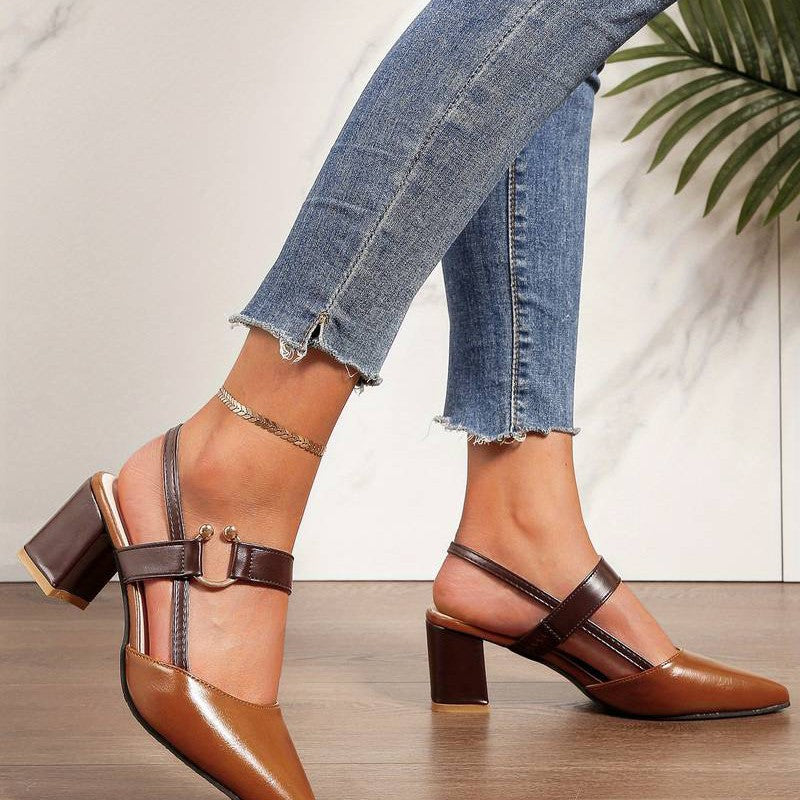 Marcjanna | Sandali slingback da donna con tacco a blocco