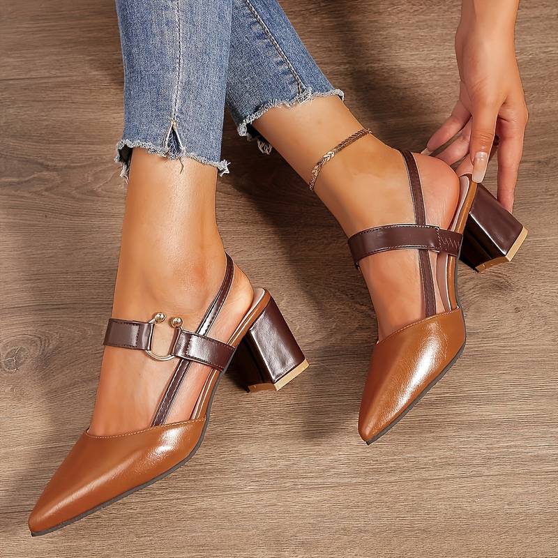 Marcjanna | Sandali slingback da donna con tacco a blocco