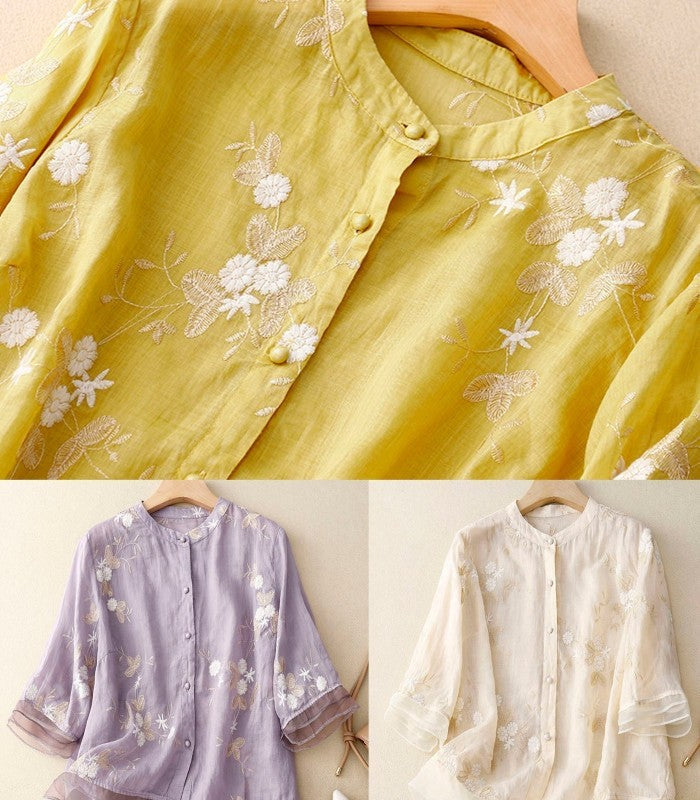 Lorina | Blusa Estiva Elegante da Donna Ricamata Leggera