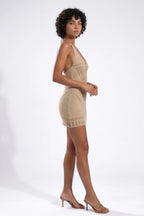 Selina | Women's Summer Mini Dress with Halter Neck and Lace Structure