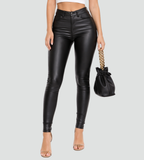 Vera | Pantaloni Donna a Vita Alta Slim Effetto Pelle