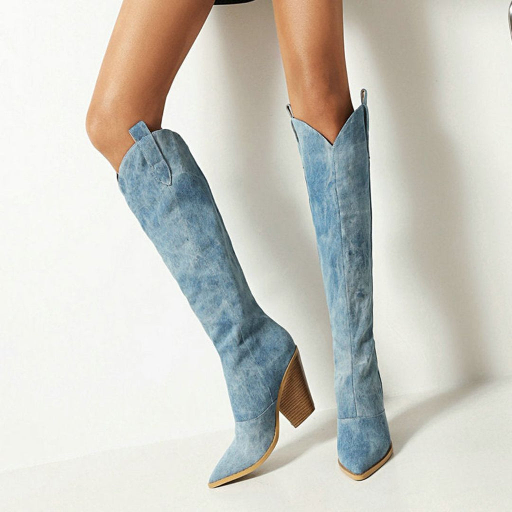 Virelune | Stivaletti cowboy in denim da donna con tacco