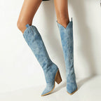 Virelune | Stivaletti cowboy in denim da donna con tacco