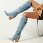 Virelune | Stivaletti cowboy in denim da donna con tacco
