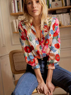 Ravienne | Camicetta Elegante da Donna a Fiori con Maniche Lunghe Casual