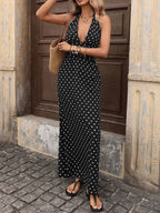Luvienna | Abito Estivo Maxi Donna a Pois con Laccio al Collo