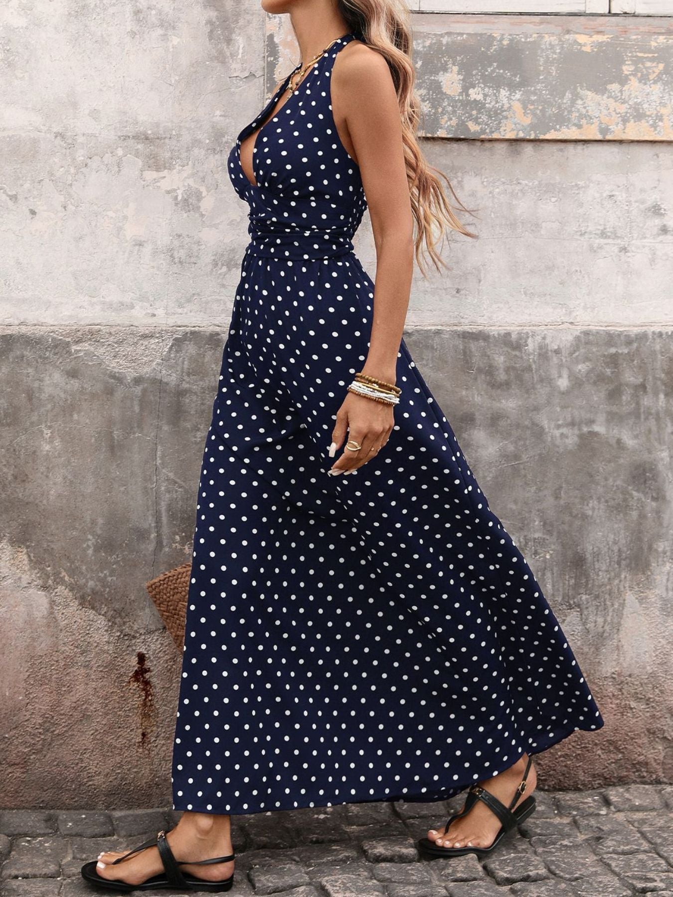 Luvienna | Abito Estivo Maxi Donna a Pois con Laccio al Collo