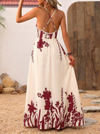 Serelina | Abito Estivo Maxi Donna con Scollo a V e Motivo Floreale Elegante