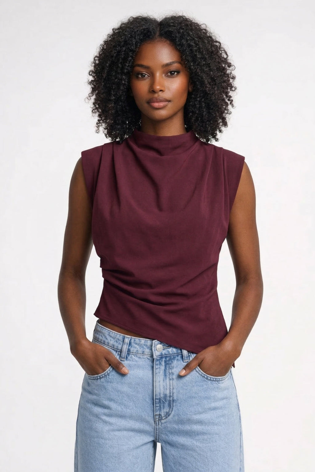 Mirelva | Top Elegante Donna Drappeggiato Senza Maniche Attillato